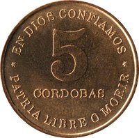 5 Córdobas reverse